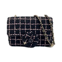 ☆☆ CHANEL シャネル ココマーク カメリア チェーンショルダーバッグ AS4388 ブラック×ピンク ツイード Bランク