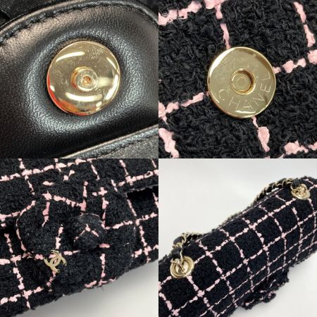  CHANEL シャネル ココマーク カメリア チェーンショルダーバッグ AS4388 ブラック×ピンク ツイード