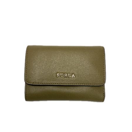 FURLA フルラ 3つ折り財布 レザー オリーブ レディース ゴールド金具