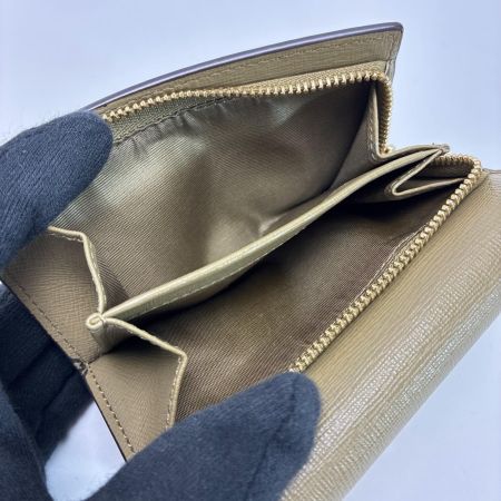 FURLA フルラ 3つ折り財布 レザー オリーブ レディース ゴールド金具