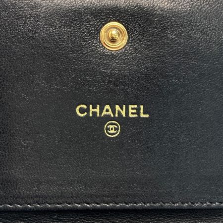  CHANEL シャネル ココマーク 3つ折り財布 A13225 ブラック キャビアスキン ギャランティカード有