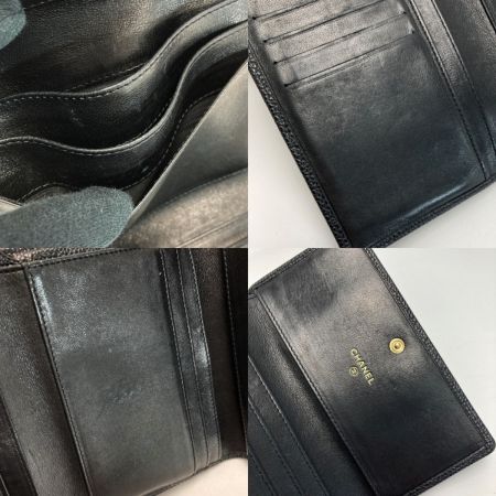  CHANEL シャネル ココマーク 3つ折り財布 A13225 ブラック キャビアスキン ギャランティカード有
