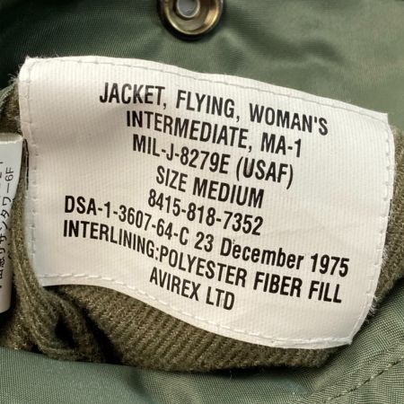  AVIREX アビレックス フライトジャケット 6252038 カーキ サイズ M レディース