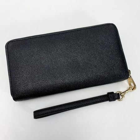  COACH コーチ レザー C3441 ブラック ラウンドファスナー 長財布 ストラップ付 レディース