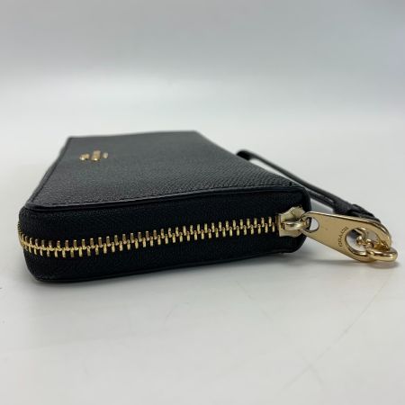  COACH コーチ レザー C3441 ブラック ラウンドファスナー 長財布 ストラップ付 レディース