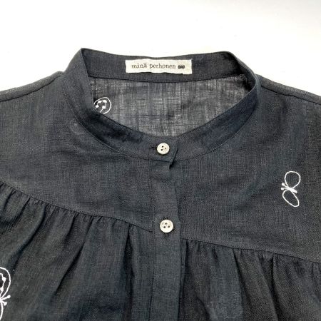  mina perhonen リネンギャザーブラウス ACS1304 ブラック SIZE 38 レディース