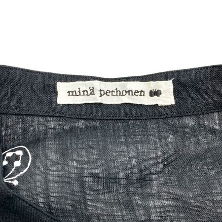  mina perhonen リネンギャザーブラウス ACS1304 ブラック SIZE 38 レディース