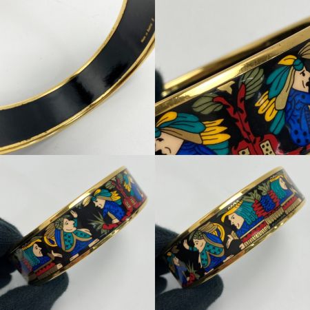  HERMES エルメス エマイユGM バングル メッキ 七宝焼き インディアン ブレスレット