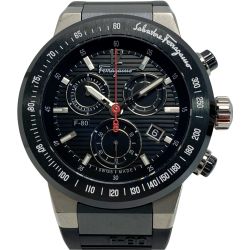 ☆☆ Salvatore Ferragamo サルヴァトーレフェラガモ F-80 クロノグラフ ブラック クォーツ メンズ 腕時計 Bランク