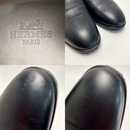  HERMES エルメス Hバックル ショートブーツ 41½（26.5cm相当） ブラック レザー 靴