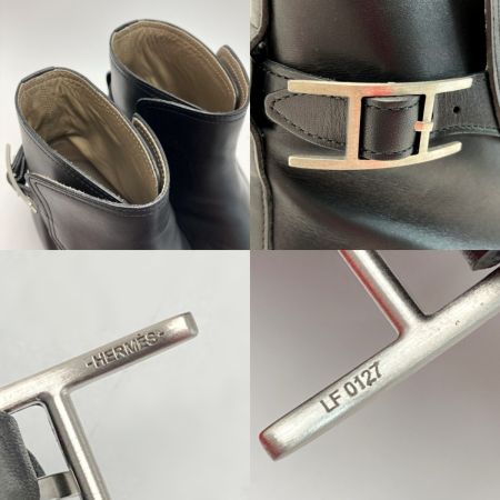  HERMES エルメス Hバックル ショートブーツ 41½（26.5cm相当） ブラック レザー 靴