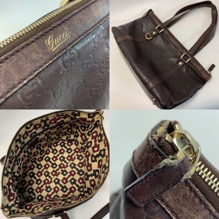  GUCCI グッチ レザー 141470 ブラウン ハンドバッグ  ゴールド金具 レディース