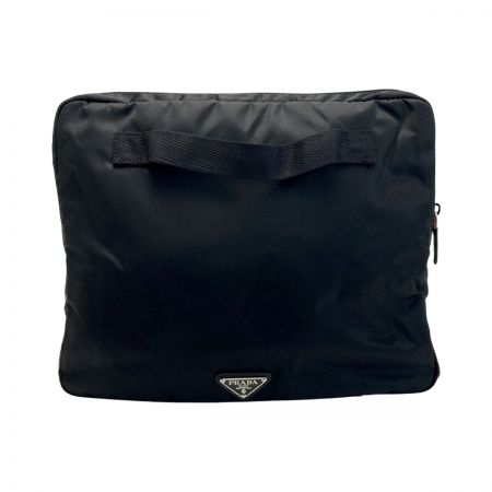  PRADA プラダ ナイロン PCバッグ パソコンケース ブラック クラッチバッグ 三角ロゴプレート