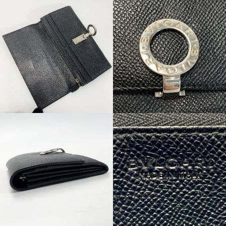  BVLGARI ブルガリ レザー ロゴクリップ ブラック 2つ折り長財布 レディース