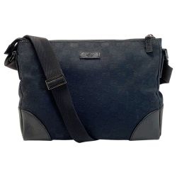 ☆☆ GUCCI グッチ キャンバス×レザー 114273 ブラック ショルダーバッグ レディース Cランク