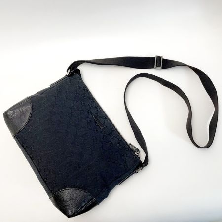  GUCCI グッチ キャンバス×レザー 114273 ブラック ショルダーバッグ レディース