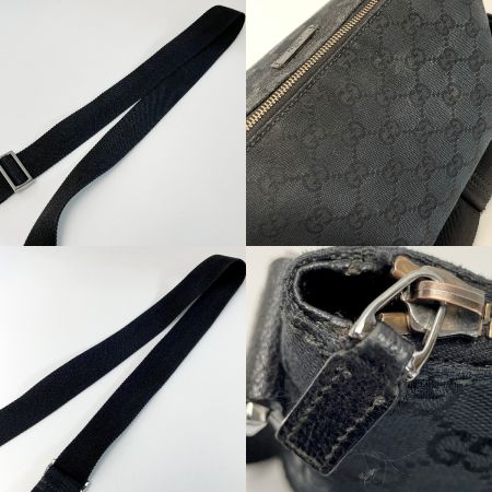  GUCCI グッチ キャンバス×レザー 114273 ブラック ショルダーバッグ レディース