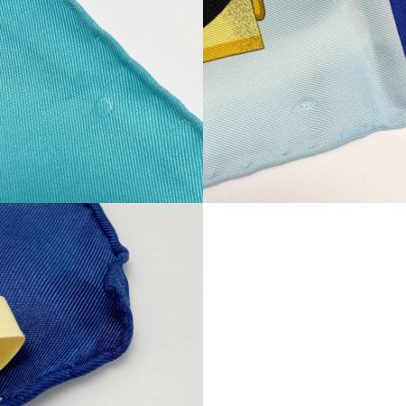  GUCCI グッチ パネル ヴィンテージスカーフ マルチカラー ブルー系 シルク100％