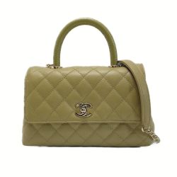 ☆☆ CHANEL シャネル マトラッセ ココハンドルXS ハンドバッグ A92990 オリーブ キャビアスキン チェーンショルダー Bランク