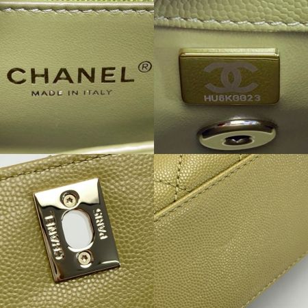  CHANEL シャネル マトラッセ ココハンドルXS ハンドバッグ A92990 オリーブ キャビアスキン チェーンショルダー