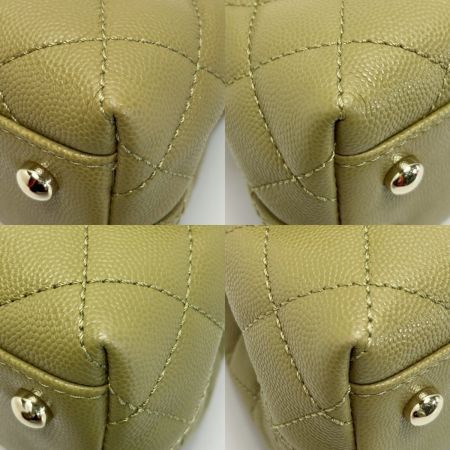  CHANEL シャネル マトラッセ ココハンドルXS ハンドバッグ A92990 オリーブ キャビアスキン チェーンショルダー