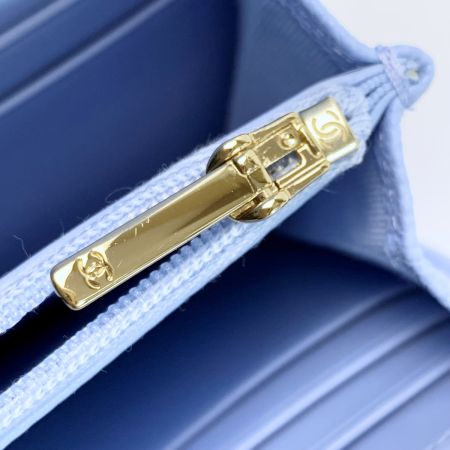  CHANEL シャネル マトラッセ キャビアスキン ロングフラップウォレット AP0241 ブルー 長財布 シルバー金具