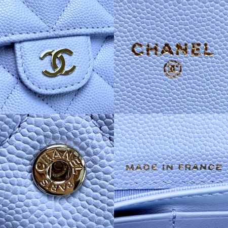  CHANEL シャネル マトラッセ キャビアスキン ロングフラップウォレット AP0241 ブルー 長財布 シルバー金具