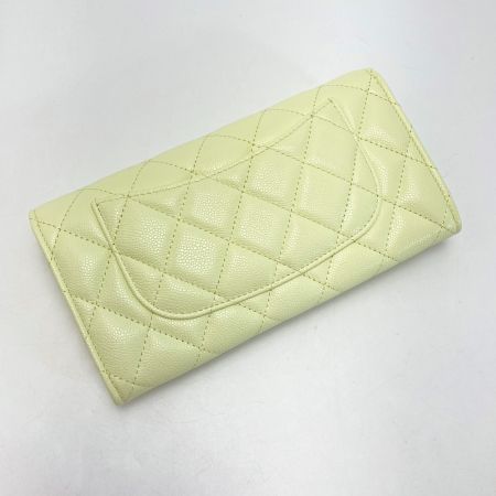  CHANEL シャネル マトラッセ クラシック フラップ 長財布 AP0241 ライトイエロー ココマーク キャビアスキン