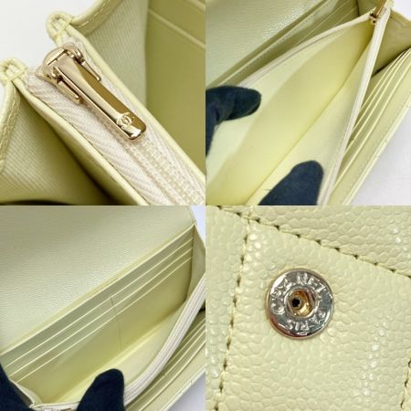  CHANEL シャネル マトラッセ クラシック フラップ 長財布 AP0241 ライトイエロー ココマーク キャビアスキン