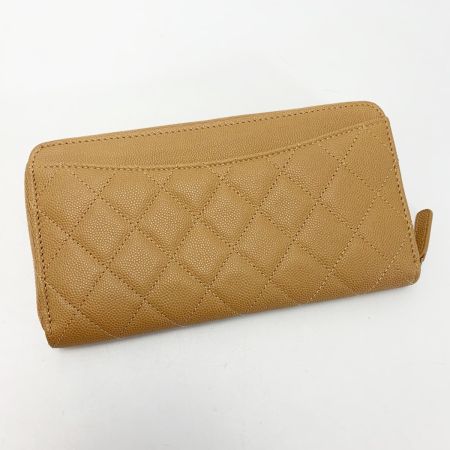  CHANEL シャネル ココマーク マトラッセ キャビアスキン A50097 ベージュ ラウンドファスナー 長財布 レディース