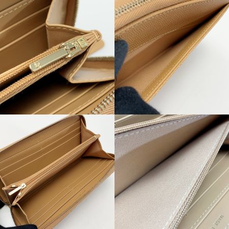  CHANEL シャネル ココマーク マトラッセ キャビアスキン A50097 ベージュ ラウンドファスナー 長財布 レディース