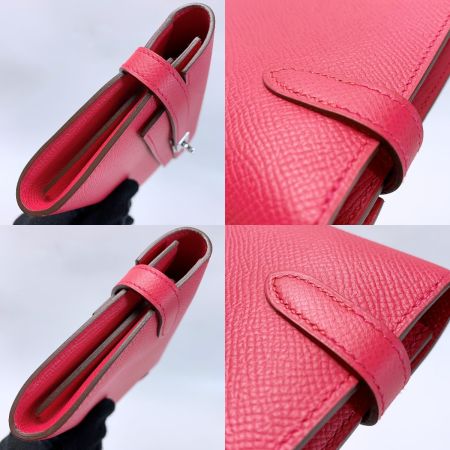  HERMES エルメス ケリー ヴォーエプソン A刻印 ローズティリアン 長財布 レディース シルバー金具