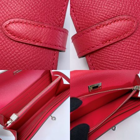  HERMES エルメス ケリー ヴォーエプソン A刻印 ローズティリアン 長財布 レディース シルバー金具