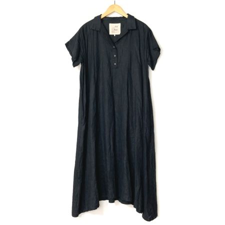  08Mab ゼロハチマブ リネンワンピース F-218HF115 ブラック サイズ F レディース