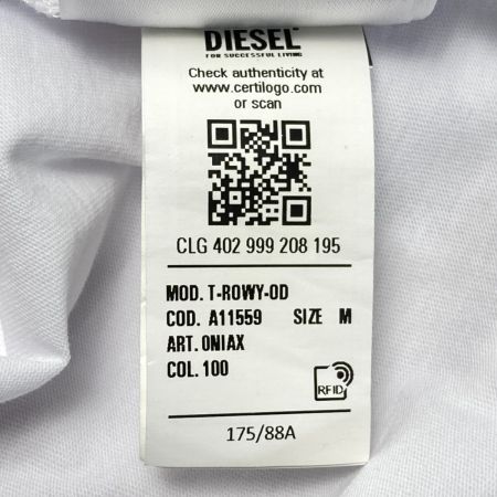  DIESEL ディーゼル 半袖Tシャツ カットソー T-ROWY-OD ホワイト サイズ M レディース