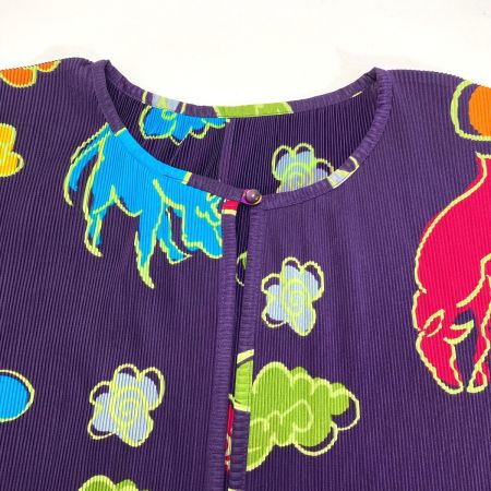  ISSEY MIYAKE イッセイミヤケ PLEATS PLEASE プリーツカーディガン 半袖 PP23-FO611 パープル サイズ 3 レディース