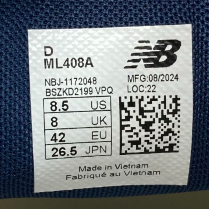 NEW BALANCE ニュー・バランス スニーカー ML408A ホワイト SIZE 26.5