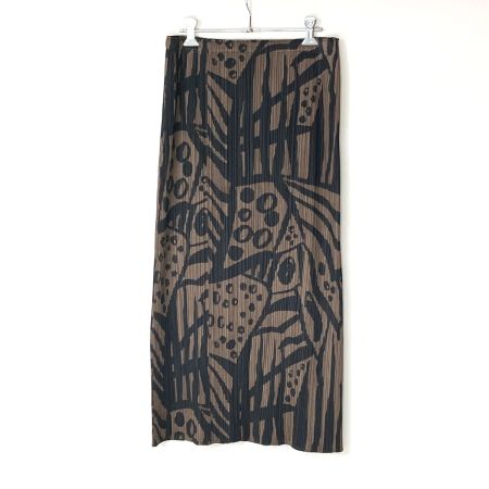  ISSEY MIYAKE イッセイミヤケ PLEATS PLEASE プリーツスカート PP33-JG745 ブラウン×ブラック サイズ 5 レディース