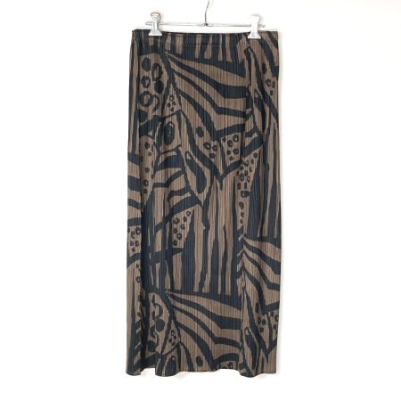  ISSEY MIYAKE イッセイミヤケ PLEATS PLEASE プリーツスカート PP33-JG745 ブラウン×ブラック サイズ 5 レディース