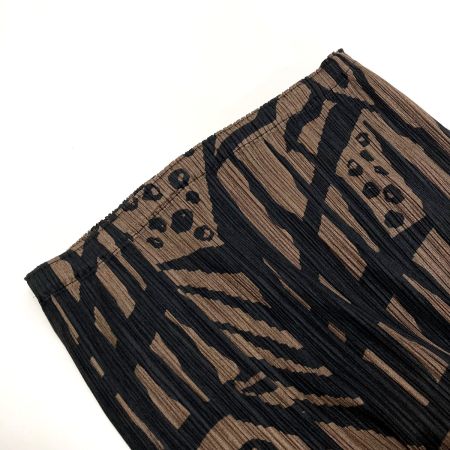  ISSEY MIYAKE イッセイミヤケ PLEATS PLEASE プリーツスカート PP33-JG745 ブラウン×ブラック サイズ 5 レディース