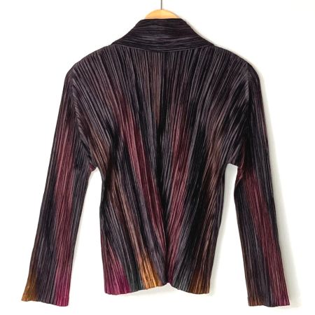  ISSEY MIYAKE イッセイミヤケ PLEATS PLEASE プリーツカーディガン PP93-JD702 ブラック×ワインレッド サイズ 3 レディース