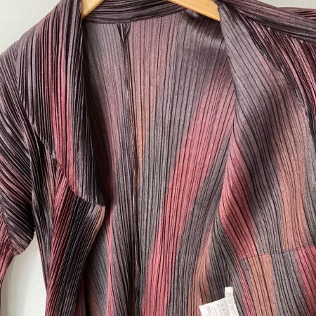  ISSEY MIYAKE イッセイミヤケ PLEATS PLEASE プリーツカーディガン PP93-JD702 ブラック×ワインレッド サイズ 3 レディース