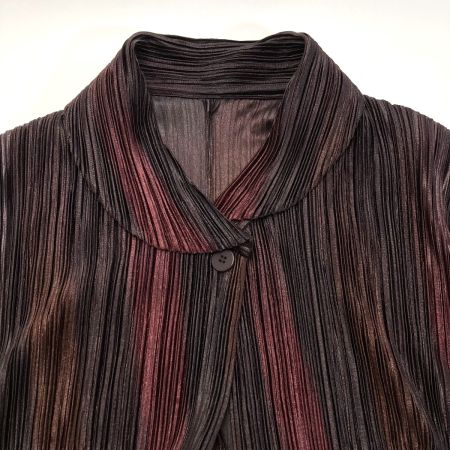  ISSEY MIYAKE イッセイミヤケ PLEATS PLEASE プリーツカーディガン PP93-JD702 ブラック×ワインレッド サイズ 3 レディース