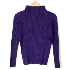  ISSEY MIYAKE イッセイミヤケ PLEATS PLEASE ハイネックカットソー タートルネック PP83-JK184 パープル サイズ 3 レディース Bランク