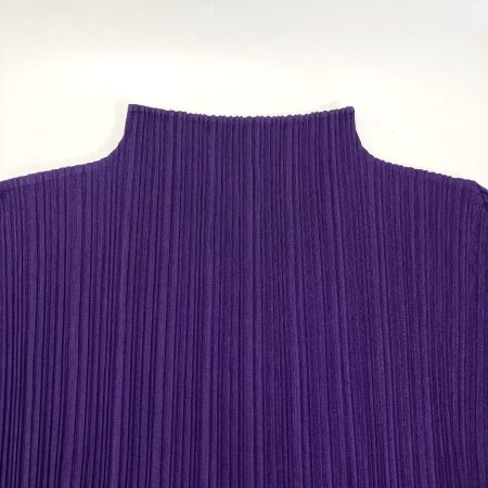  ISSEY MIYAKE イッセイミヤケ PLEATS PLEASE ハイネックカットソー タートルネック PP83-JK184 パープル サイズ 3 レディース