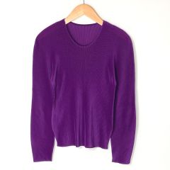  ISSEY MIYAKE イッセイミヤケ PLEATS PLEASE プリーツ カットソー PP21-FK103 パープル サイズ 3 レディース Bランク