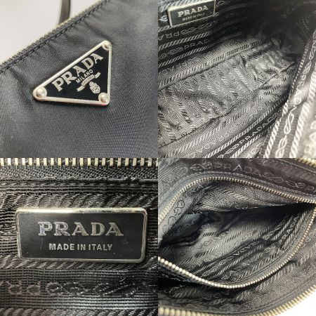  PRADA プラダ ナイロン 三角ロゴプレート ブラック ショルダーバッグ レディース