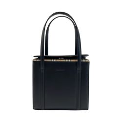 ☆☆ Burberrys バーバリーズ ノバチェック スクエア ハンドバッグ VS901 BE09 ブラック ボックスバッグ レザー Aランク