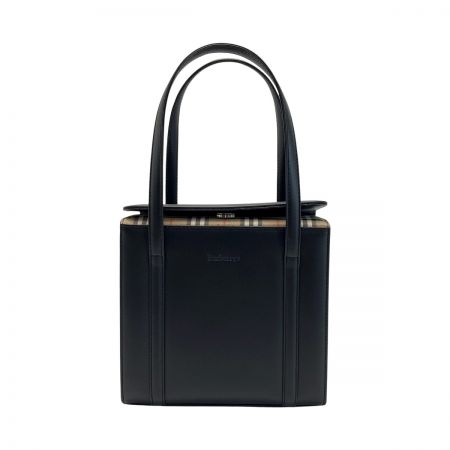  Burberrys バーバリーズ ノバチェック スクエア ハンドバッグ VS901 BE09 ブラック ボックスバッグ レザー