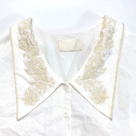  AMERI シャツ 襟刺繍 02110450430 ホワイト×ベージュ サイズ フリー レディース